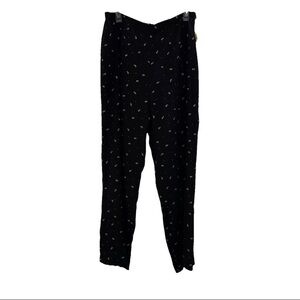 NWT Jones New York Black Lined Silk Pants Women’s 16 Flare Floral High Waist